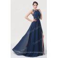 Grace Karin Navy Blue Chiffon Long Split Leg Backless Prom Dress CL6281